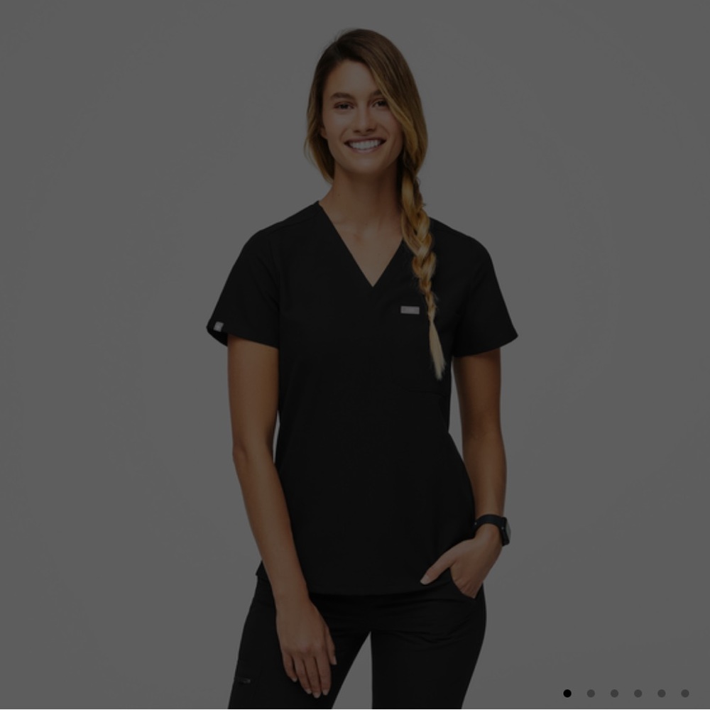 Figs Catarina Scrub Tops-Black